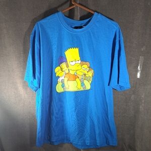 H&M x The Simpons Bart Simpson Skateboard Crew Mid Blue Graphic Tee VG L